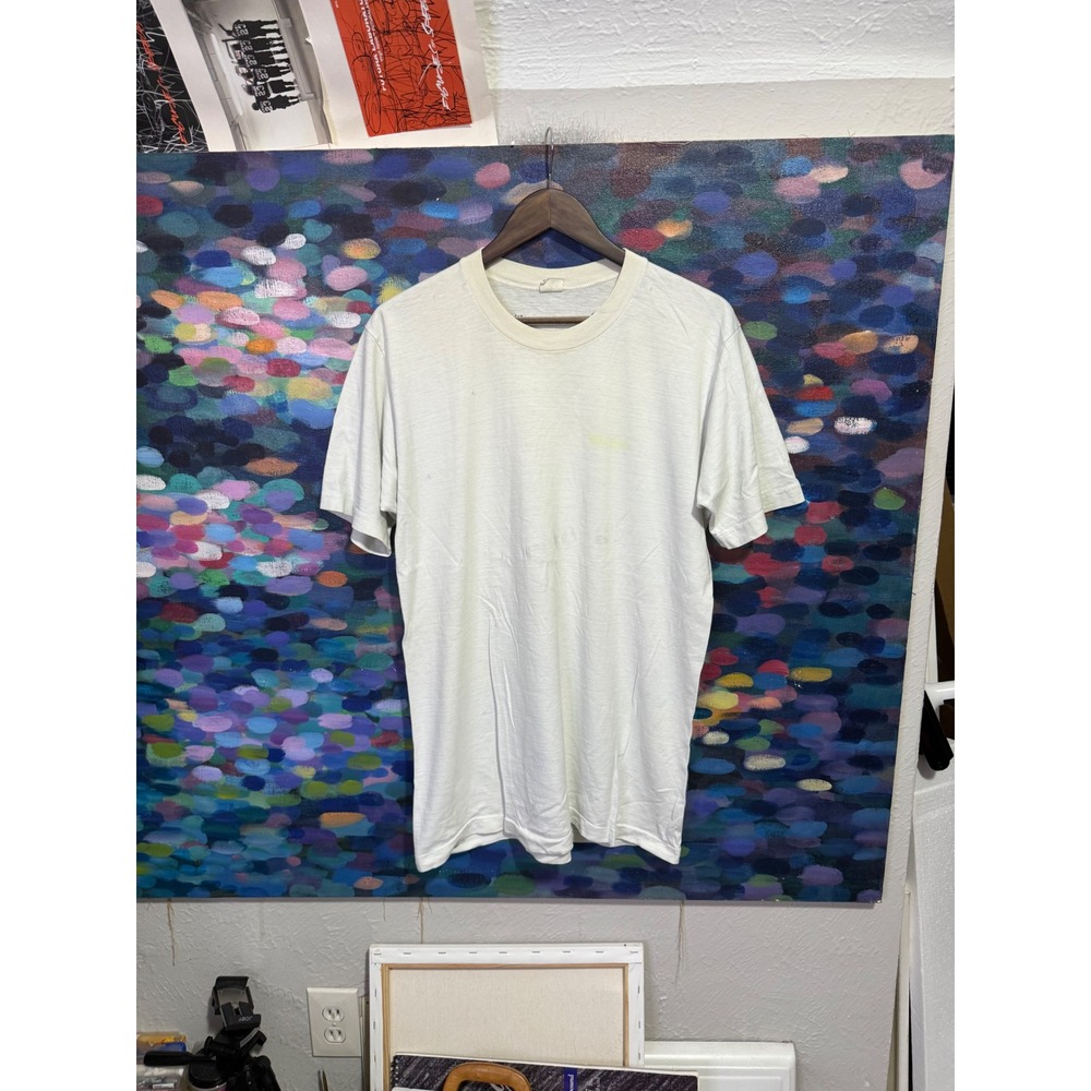 Vintage Towncraft Plus White T-Shirt Mens XL Single Stitch Distressed Blank Tee